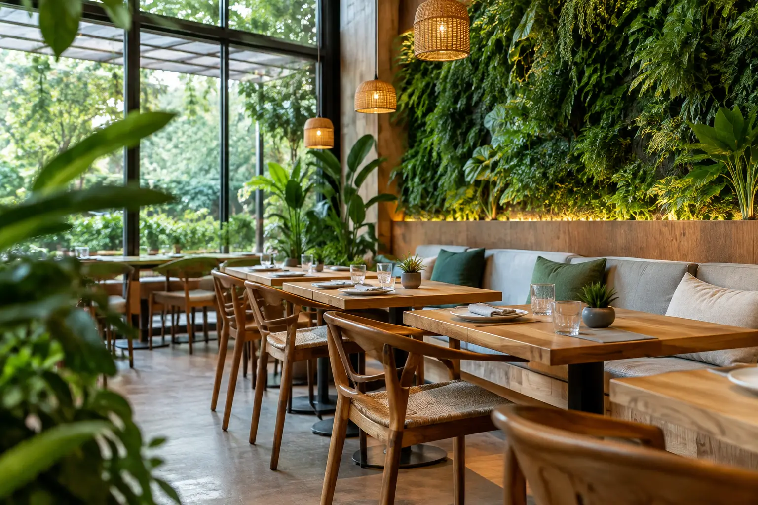 Diseño biofílico para restaurantes que sí funciona