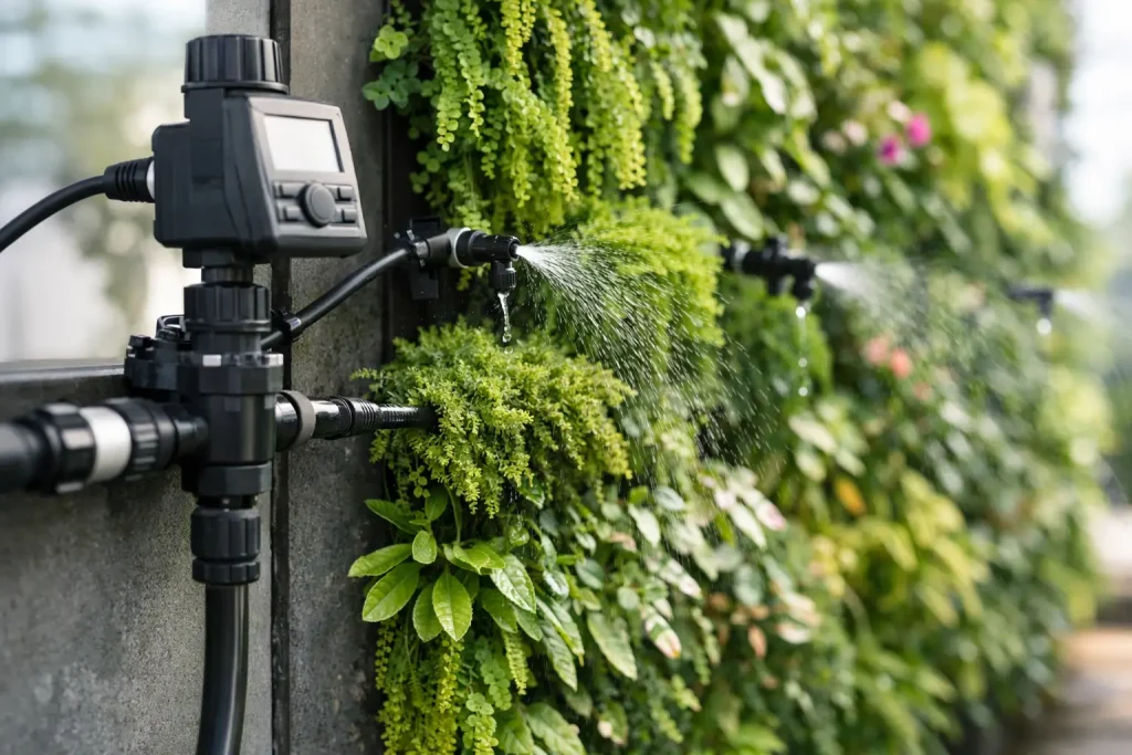 Riego automatizado para jardín vertical eficiente